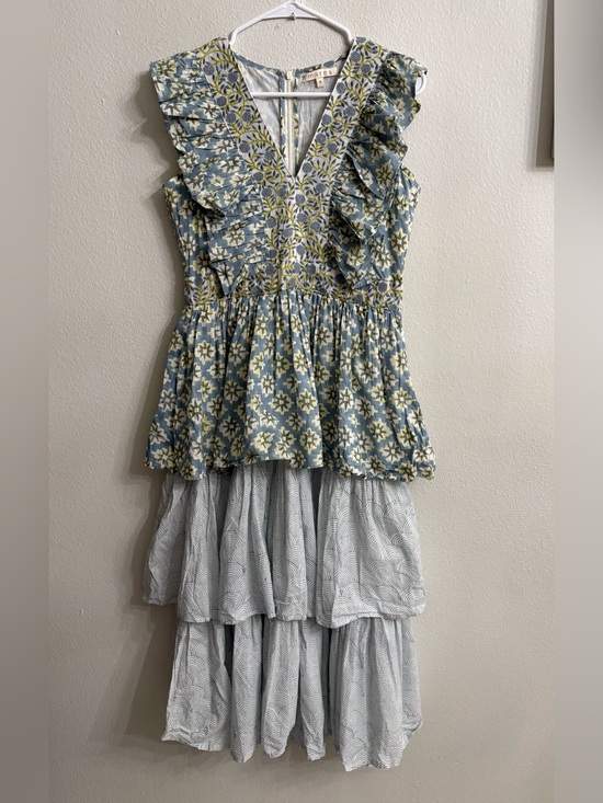 AREA Dresses & Skirts - MAREA Embroidered Floral Top in Blue and Green